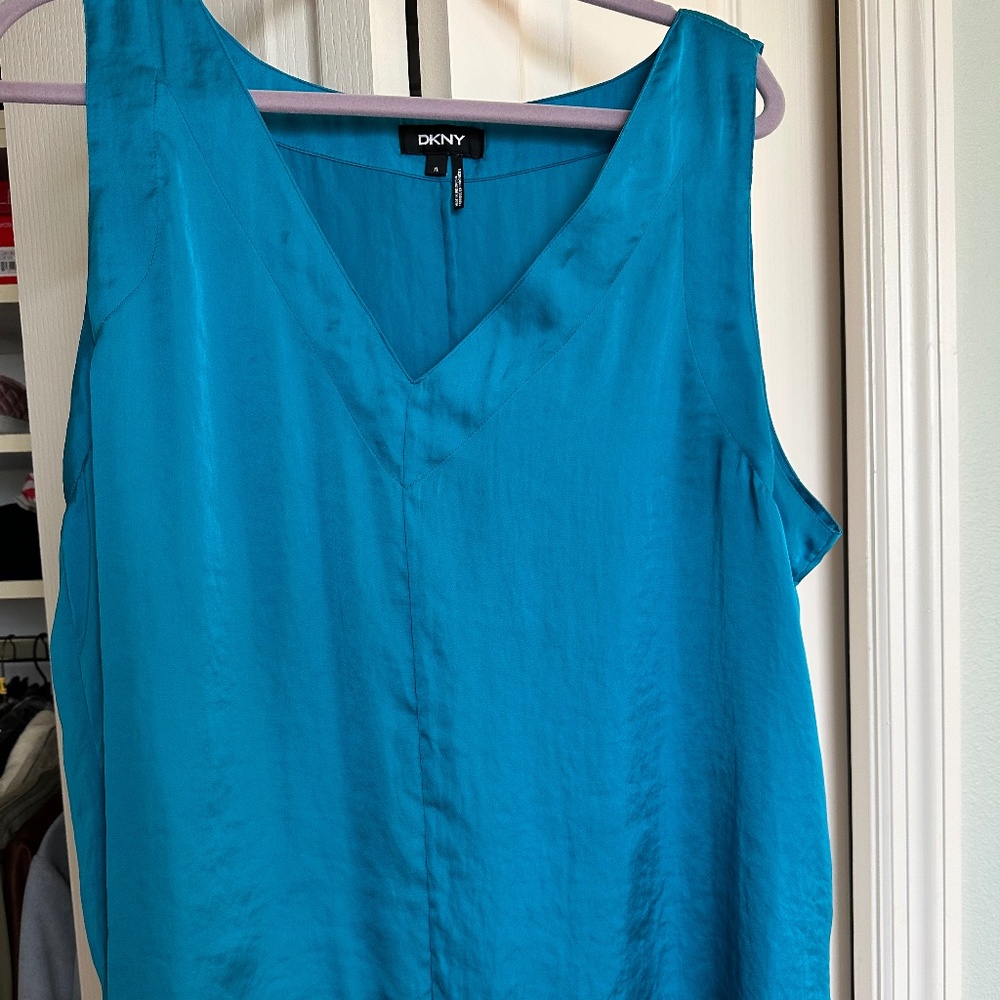 DKNY Turquoise Silky Sleeveless Tunic